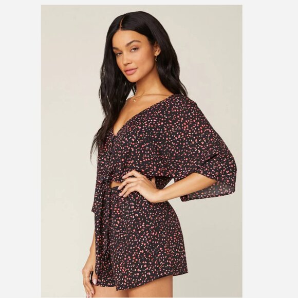 BB Dakota Romper Womens L Party Game Short Romper Front Cutout Tie - Picture 1 of 9